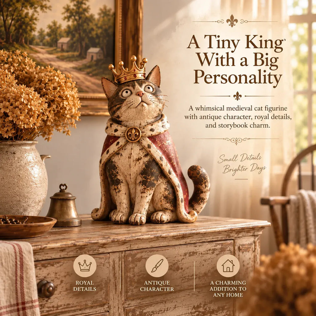 👑 Medieval Cat Court Figurines | 5 Vintage-Inspired Royal Characters for Shelves, Mantels & Cat Collectors 🐈