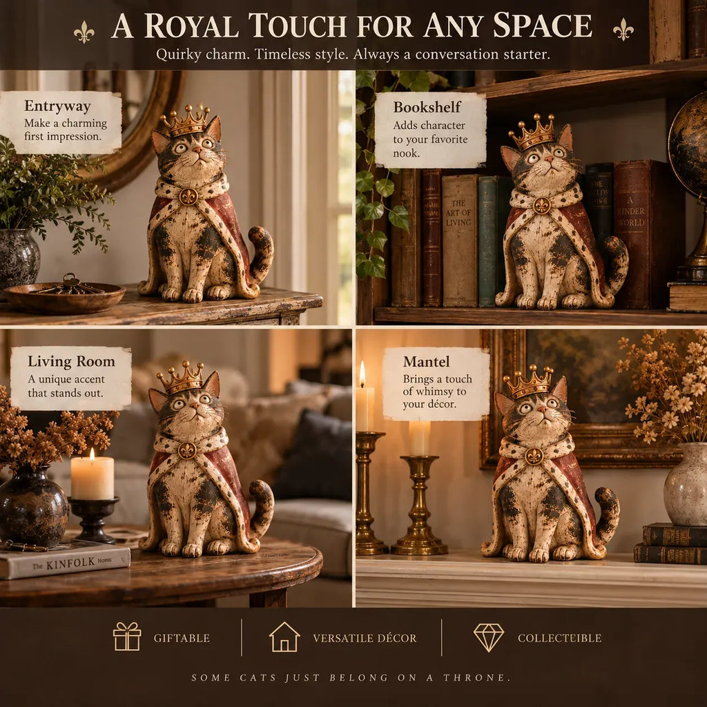 👑 Medieval Cat Court Figurines | 5 Vintage-Inspired Royal Characters for Shelves, Mantels & Cat Collectors 🐈