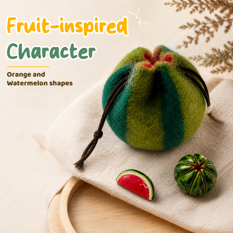 Fruit-Shaped Magnetic Squeeze Toy (Free Felt Bag Included)
